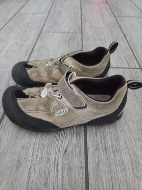 KEEN Jasper Kids Tan Black Hook And Loop Low Top Outdoor Hiking Shoes Size 1